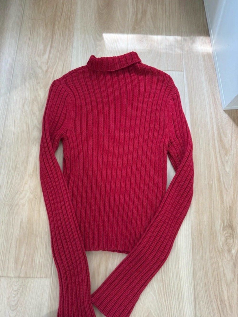 Abercrombie & Fitch Red Ribbed Turtleneck Sweater
